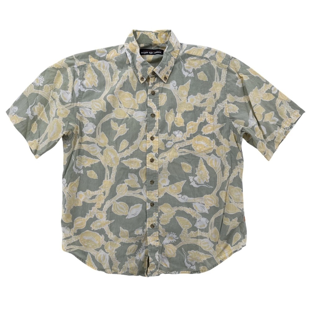 reyn spooner Sage Green and Pale Yellow Floral Button-Down Shirt